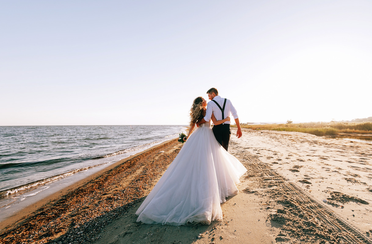 Couple getting married on the beach